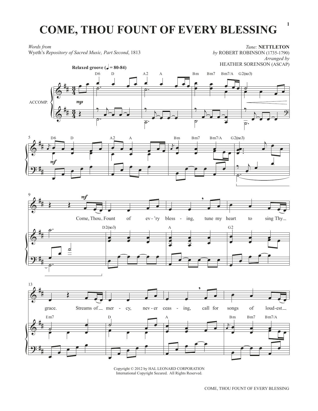 Heather Sorenson Come, Thou Fount Of Every Blessing (from My Alleluia: Vocal Solos for Worship) Sheet Music Notes & Chords for Piano & Vocal - Download or Print PDF