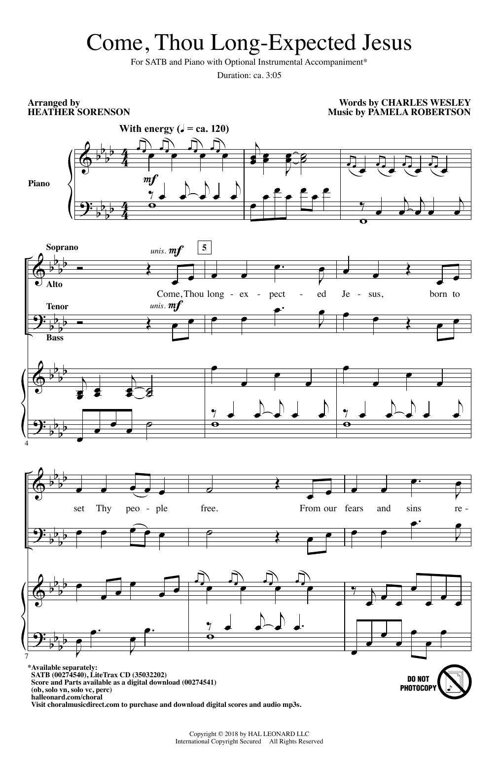 Heather Sorenson Come, Thou Long-Expected Jesus Sheet Music Notes & Chords for SATB - Download or Print PDF
