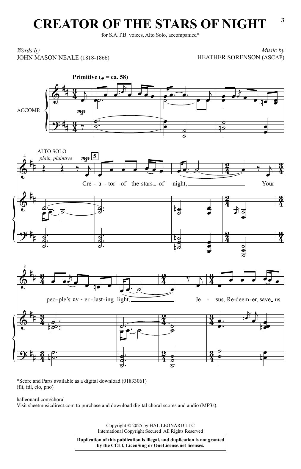Heather Sorenson Creator Of The Stars Of Night Sheet Music Notes & Chords for SATB Choir - Download or Print PDF