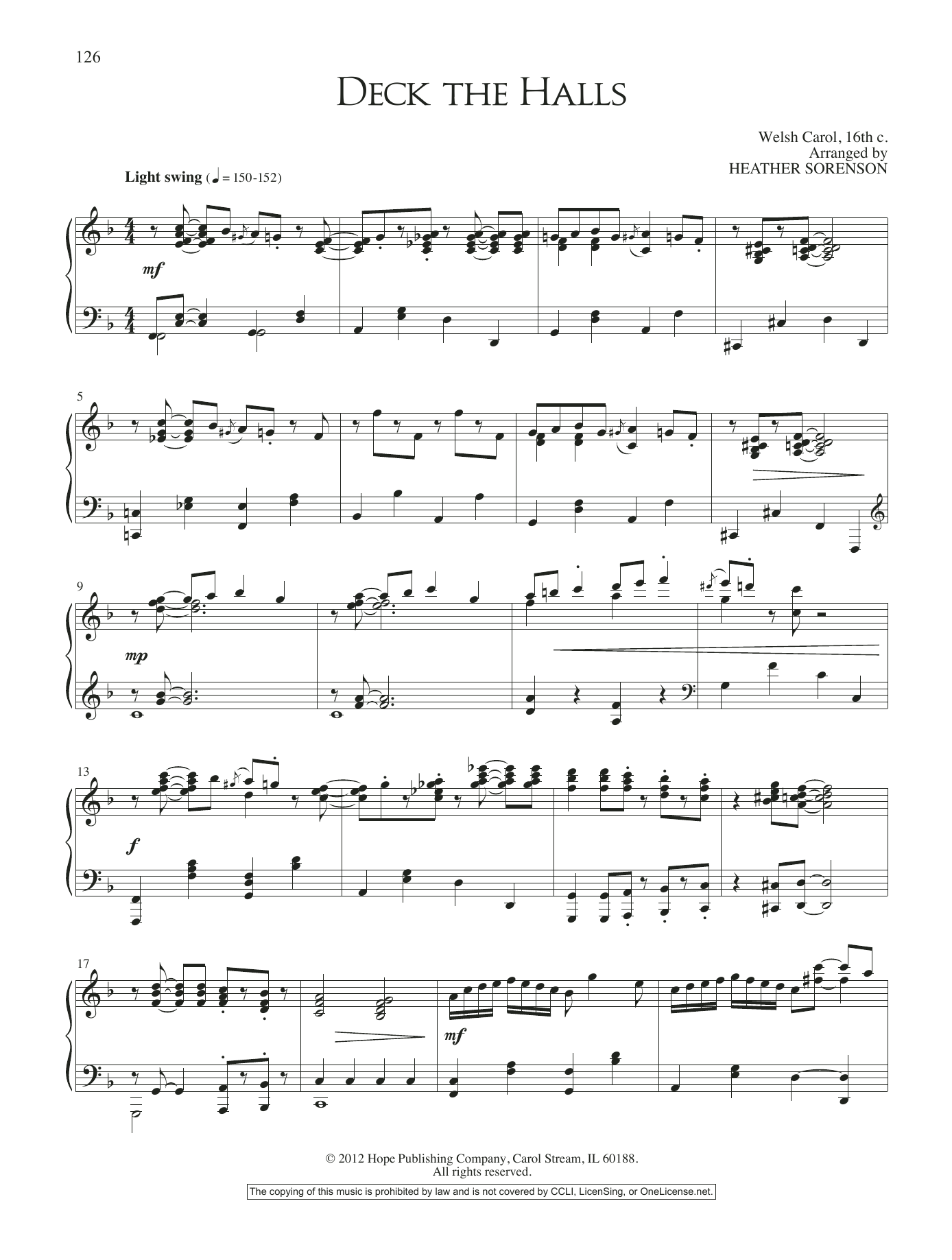 Heather Sorenson Deck the Halls Sheet Music Notes & Chords for Piano Solo - Download or Print PDF