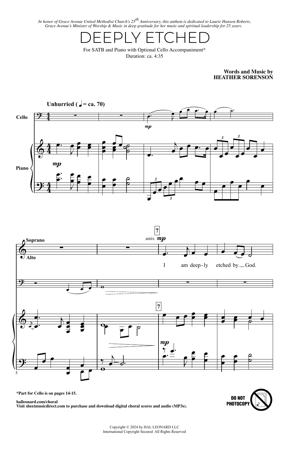 Heather Sorenson Deeply Etched Sheet Music Notes & Chords for SATB Choir - Download or Print PDF