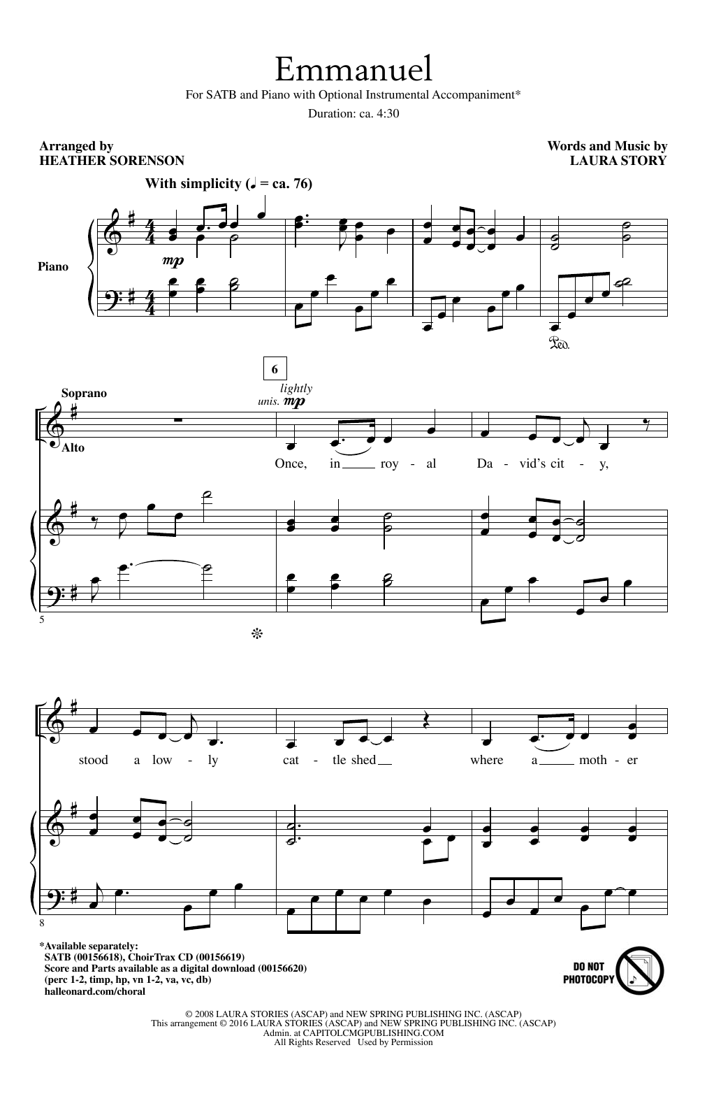 Heather Sorenson Emmanuel Sheet Music Notes & Chords for SATB - Download or Print PDF
