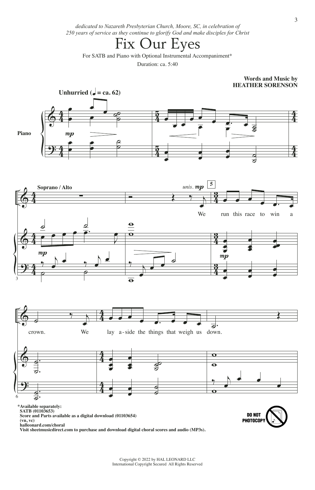 Heather Sorenson Fix Our Eyes Sheet Music Notes & Chords for SATB Choir - Download or Print PDF