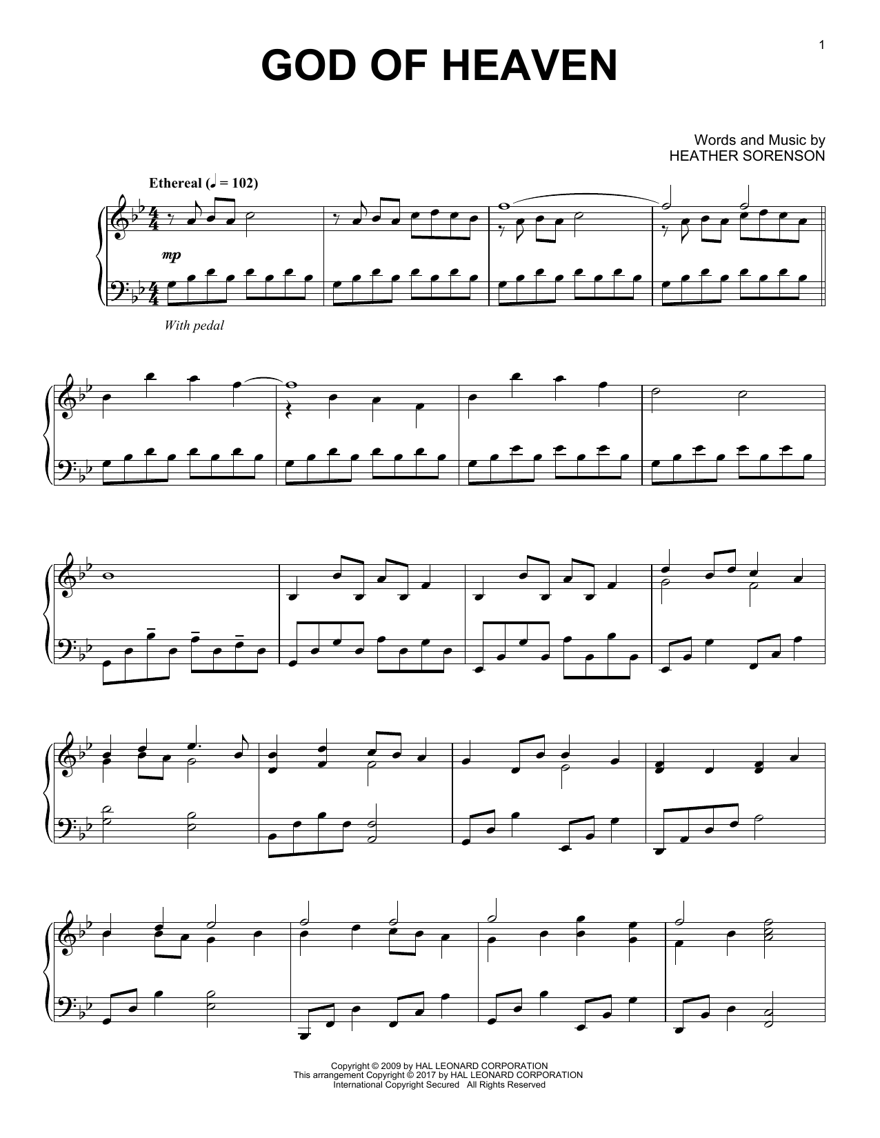 Heather Sorenson God Of Heaven Sheet Music Notes & Chords for Piano - Download or Print PDF