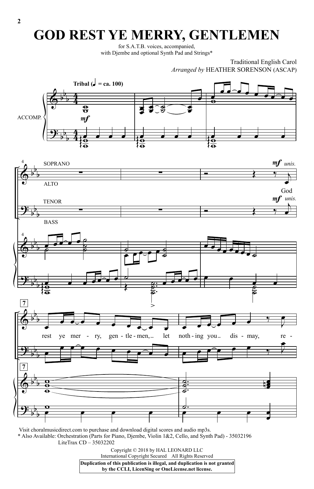 Heather Sorenson God Rest Ye Merry, Gentlemen Sheet Music Notes & Chords for SATB - Download or Print PDF