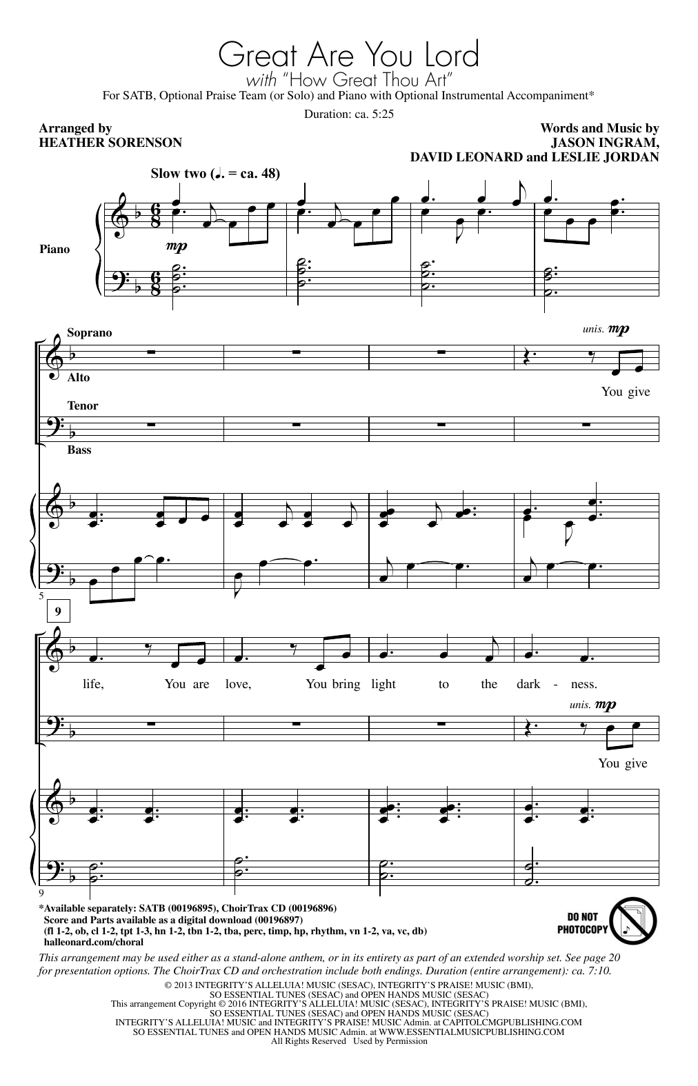 Heather Sorenson Great Are You Lord Sheet Music Notes & Chords for Choral - Download or Print PDF