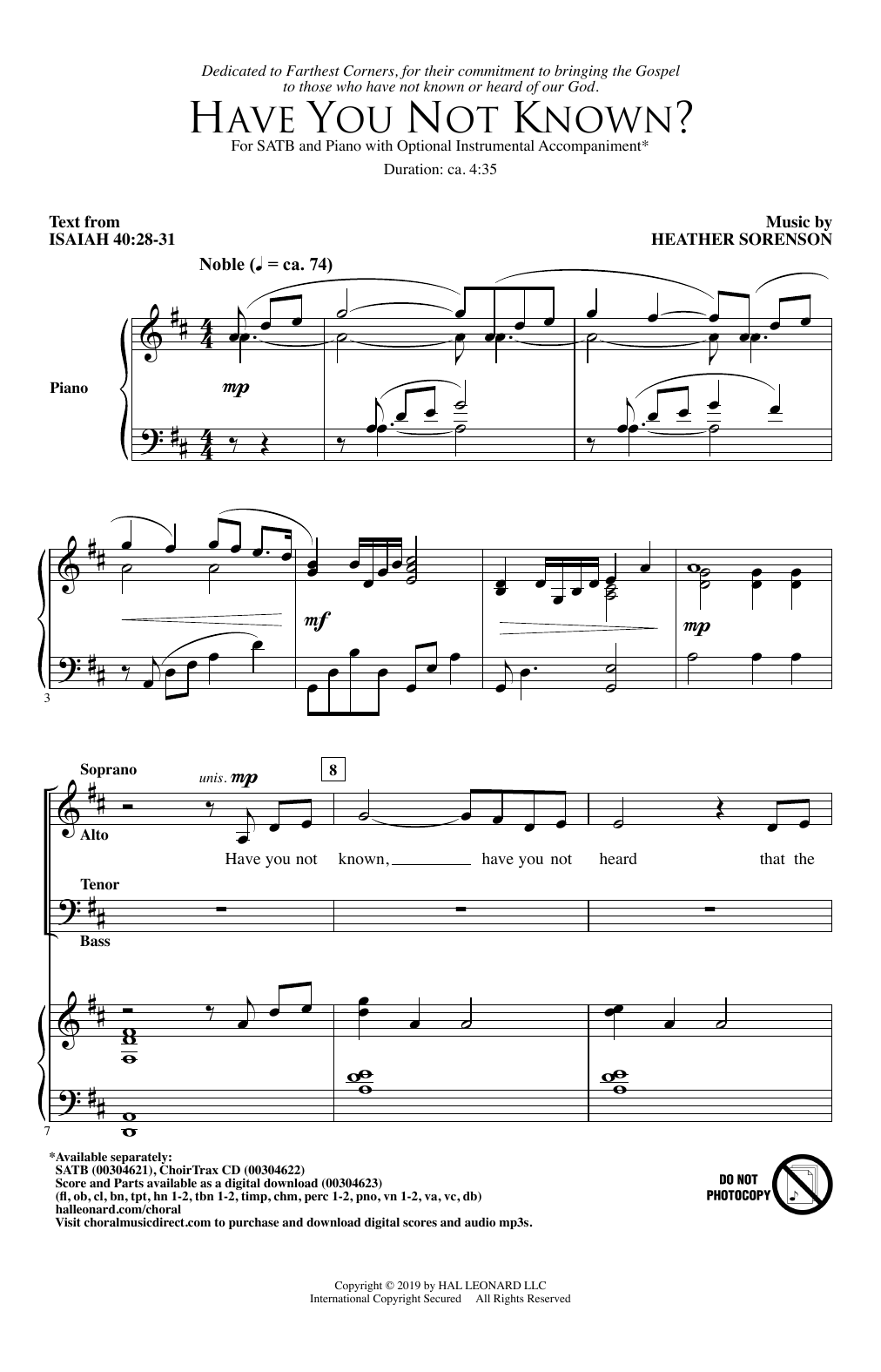 Heather Sorenson Have You Not Known? Sheet Music Notes & Chords for SATB Choir - Download or Print PDF