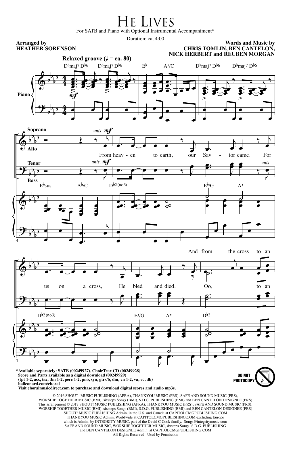 Heather Sorenson He Lives Sheet Music Notes & Chords for SATB - Download or Print PDF