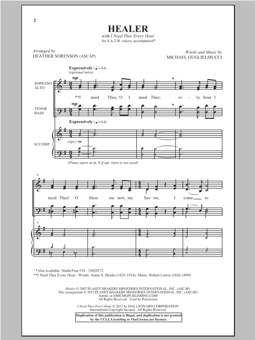 Heather Sorenson Healer Sheet Music Notes & Chords for SATB - Download or Print PDF