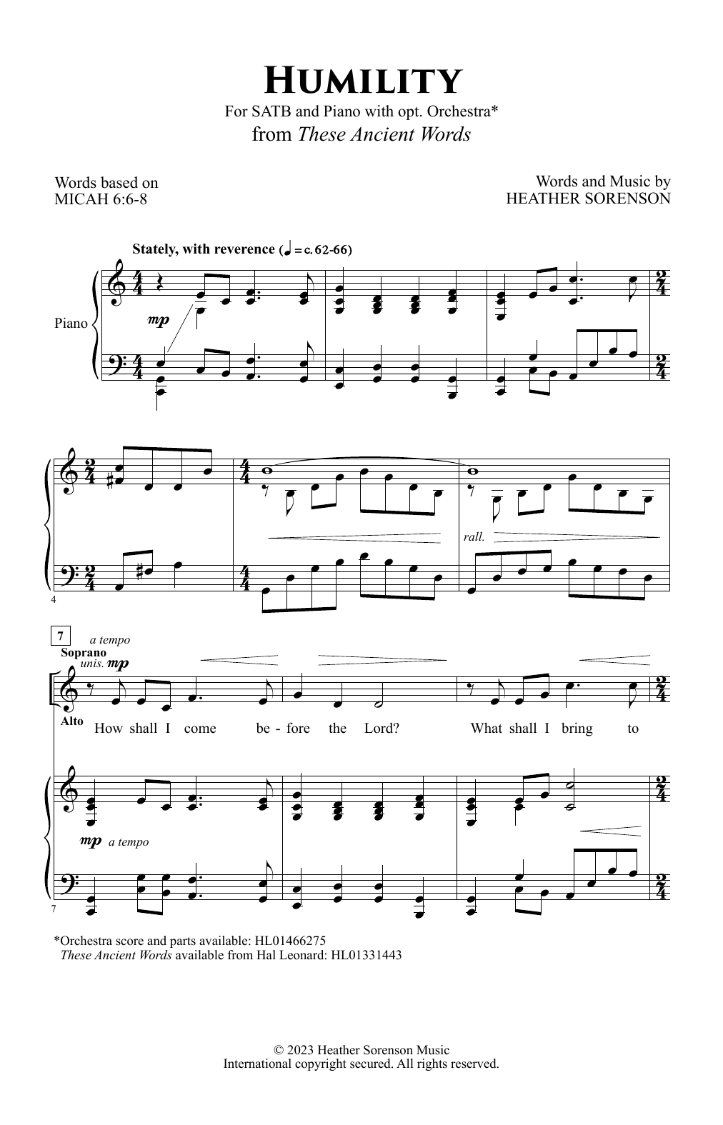 Heather Sorenson Humility Sheet Music Notes & Chords for SATB Choir - Download or Print PDF