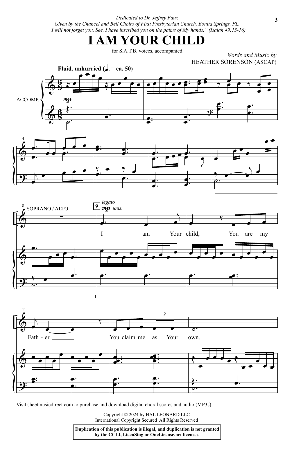 Heather Sorenson I Am Your Child Sheet Music Notes & Chords for SATB Choir - Download or Print PDF