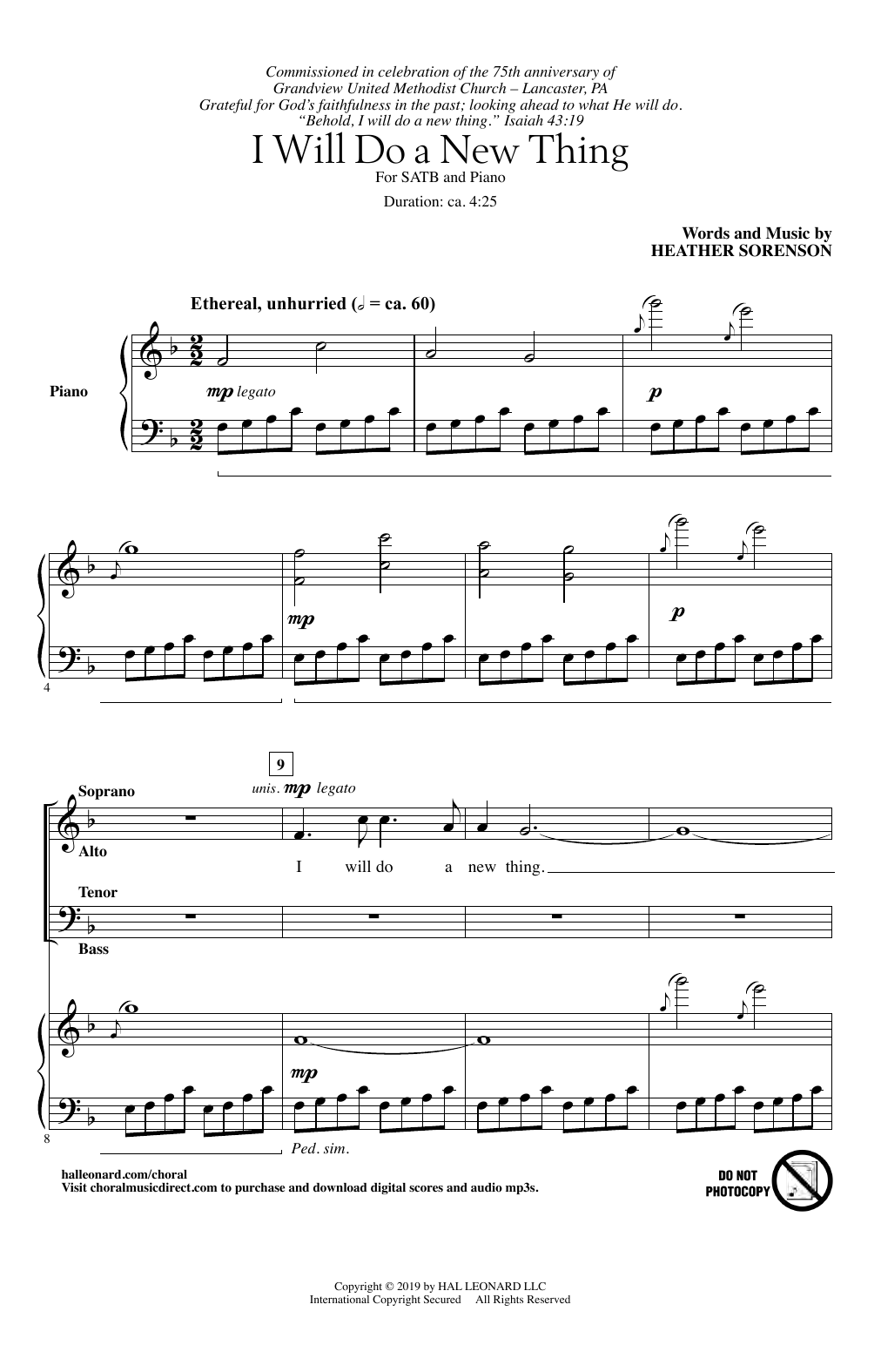 Heather Sorenson I Will Do A New Thing Sheet Music Notes & Chords for SATB Choir - Download or Print PDF