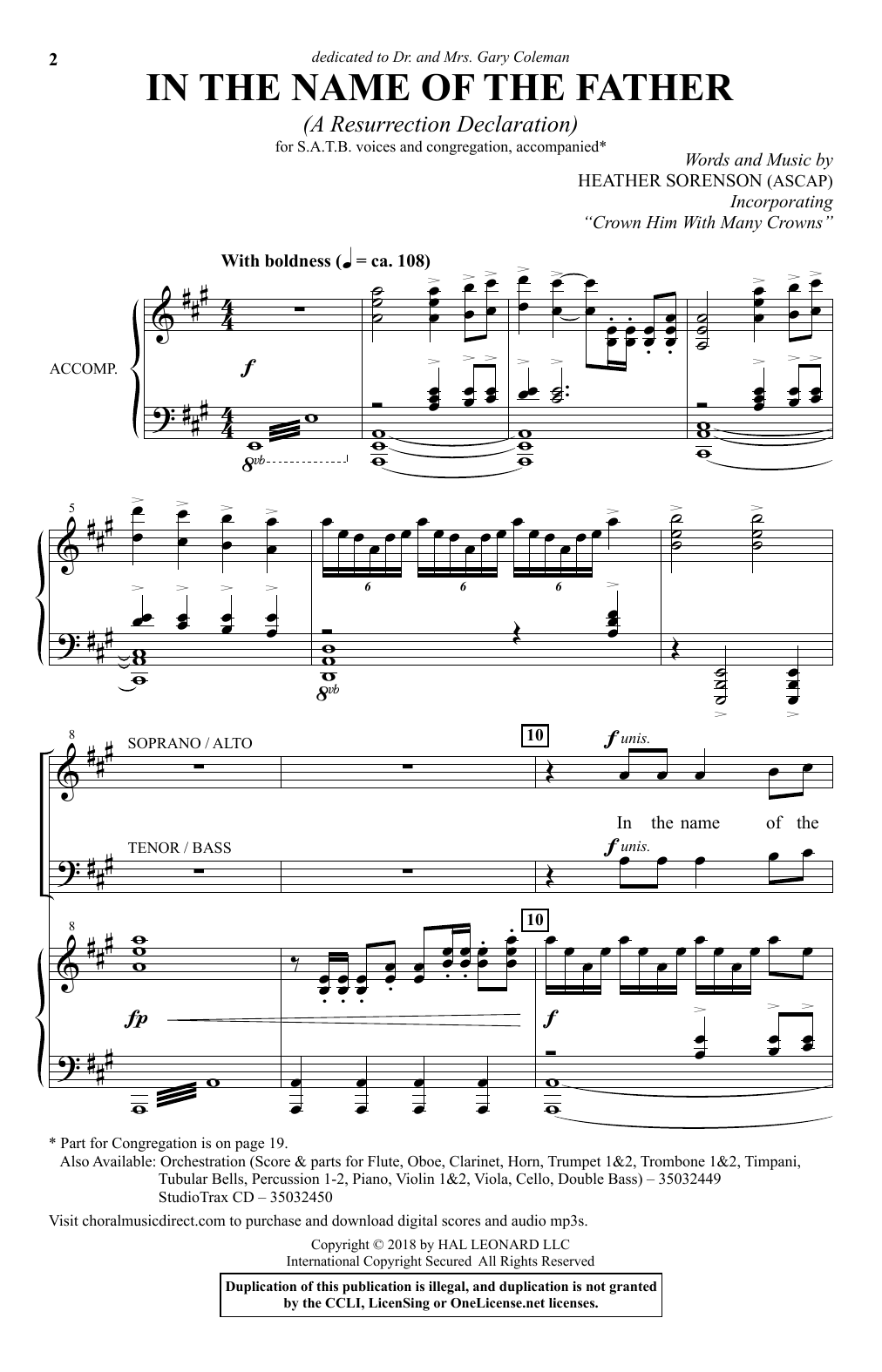 Heather Sorenson In The Name Of The Father (A Resurrection Declaration) Sheet Music Notes & Chords for SATB Choir - Download or Print PDF