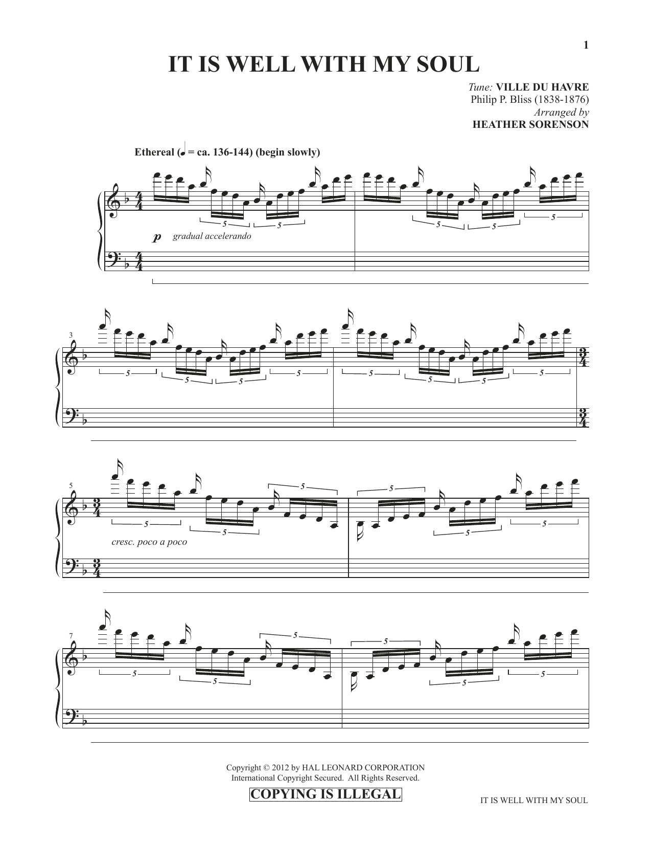 Heather Sorenson It Is Well With My Soul (from Images: Sacred Piano Reflections) Sheet Music Notes & Chords for Piano Solo - Download or Print PDF