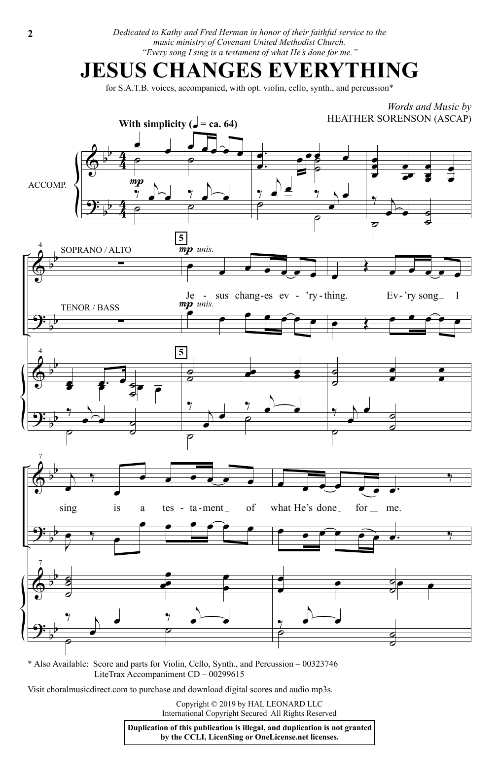 Heather Sorenson Jesus Changes Everything Sheet Music Notes & Chords for SATB Choir - Download or Print PDF