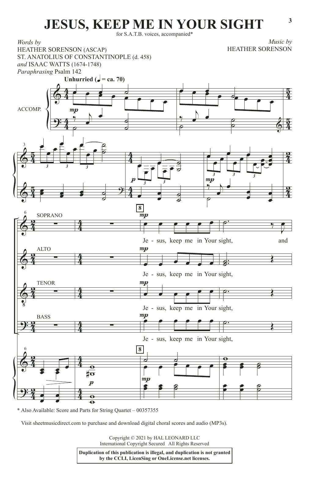 Heather Sorenson Jesus, Keep Me In Your Sight Sheet Music Notes & Chords for SATB Choir - Download or Print PDF