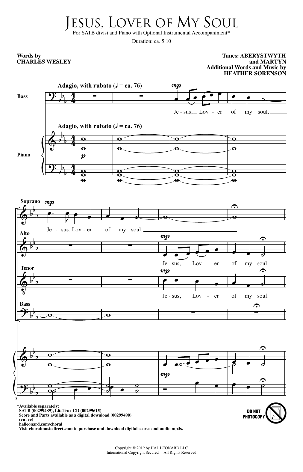 Heather Sorenson Jesus, Lover Of My Soul Sheet Music Notes & Chords for SATB Choir - Download or Print PDF