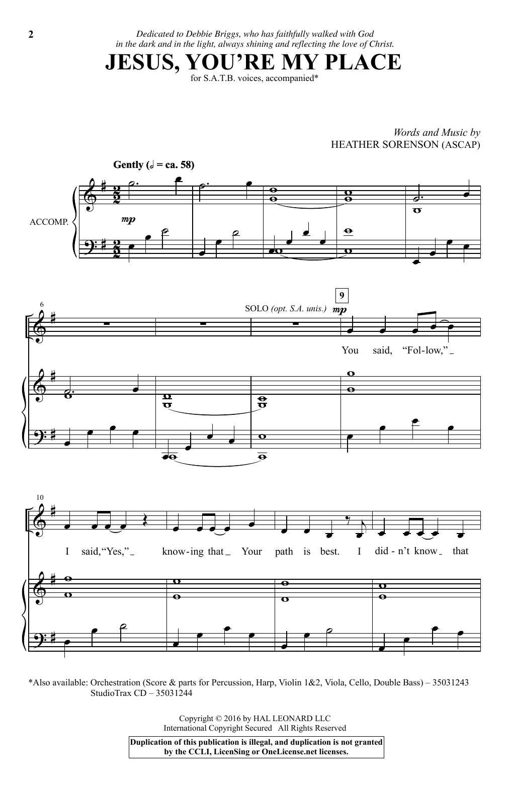 Heather Sorenson Jesus, You're My Place Sheet Music Notes & Chords for SATB - Download or Print PDF