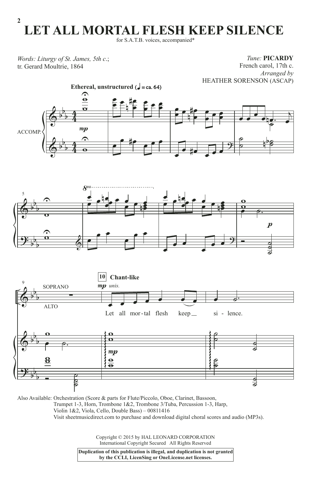 Heather Sorenson Let All Mortal Flesh Keep Silence Sheet Music Notes & Chords for SATB Choir - Download or Print PDF