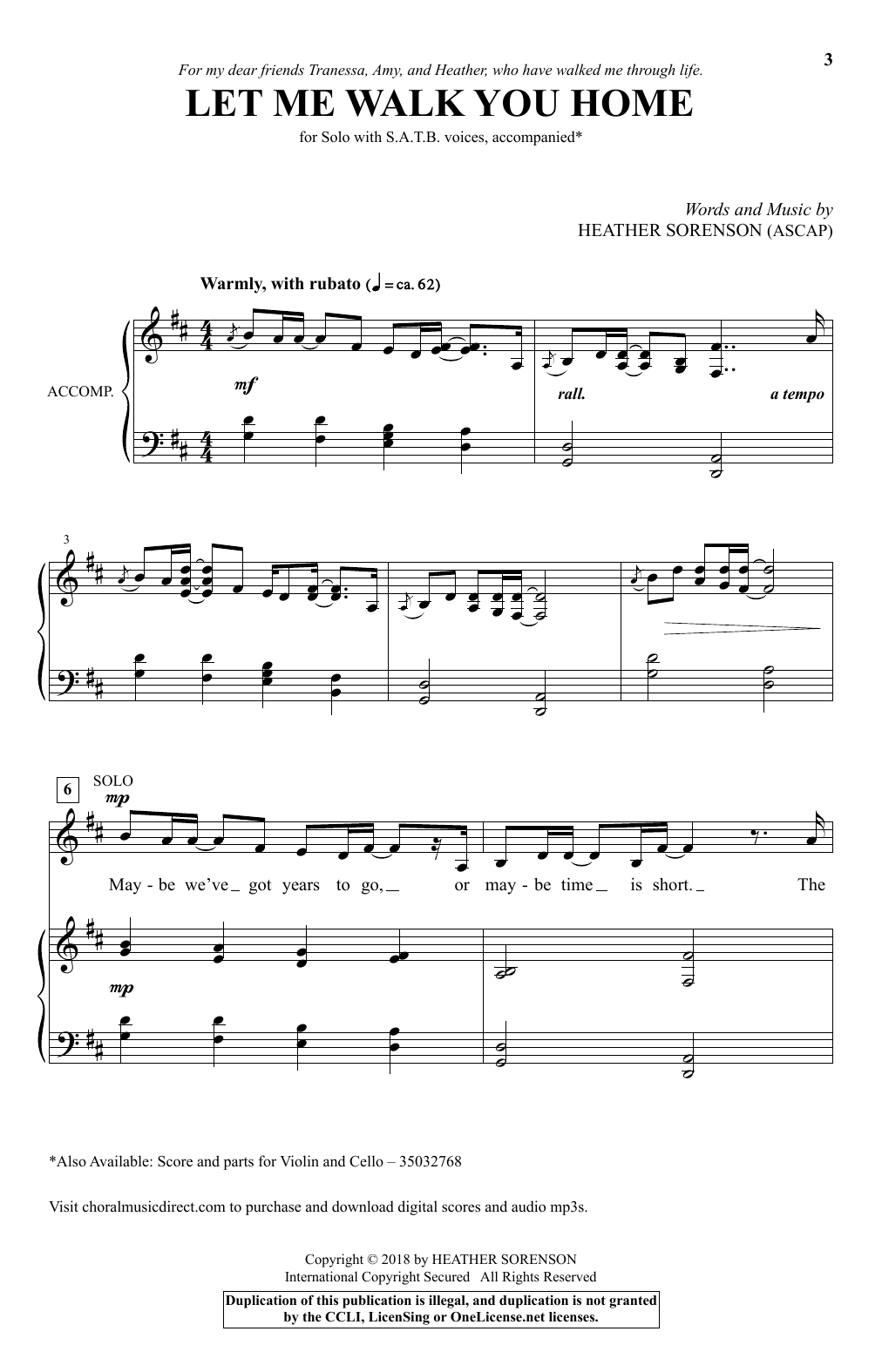 Heather Sorenson Let Me Walk You Home Sheet Music Notes & Chords for SATB Choir - Download or Print PDF
