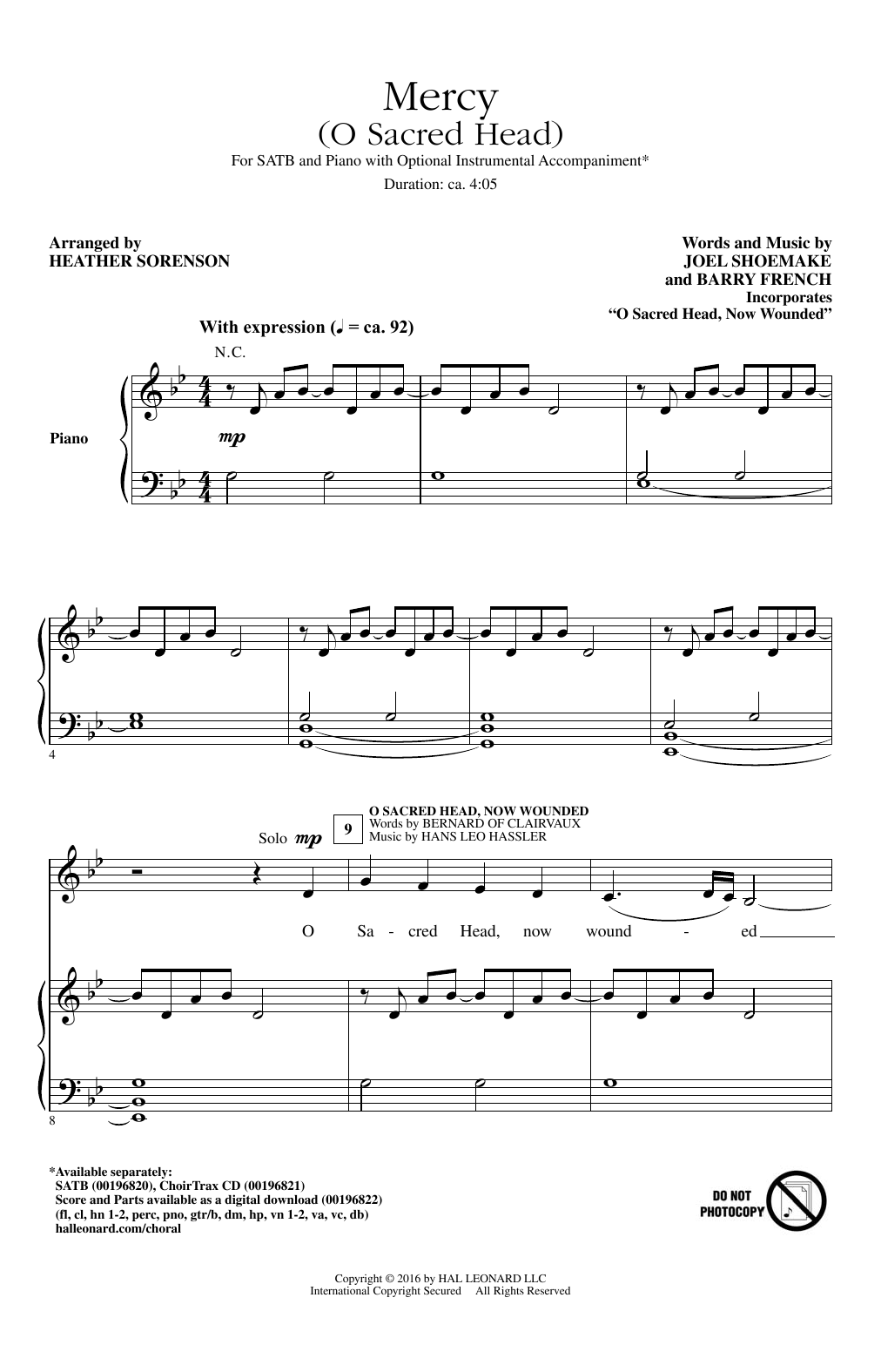 Heather Sorenson Mercy (O Sacred Head) Sheet Music Notes & Chords for SATB - Download or Print PDF