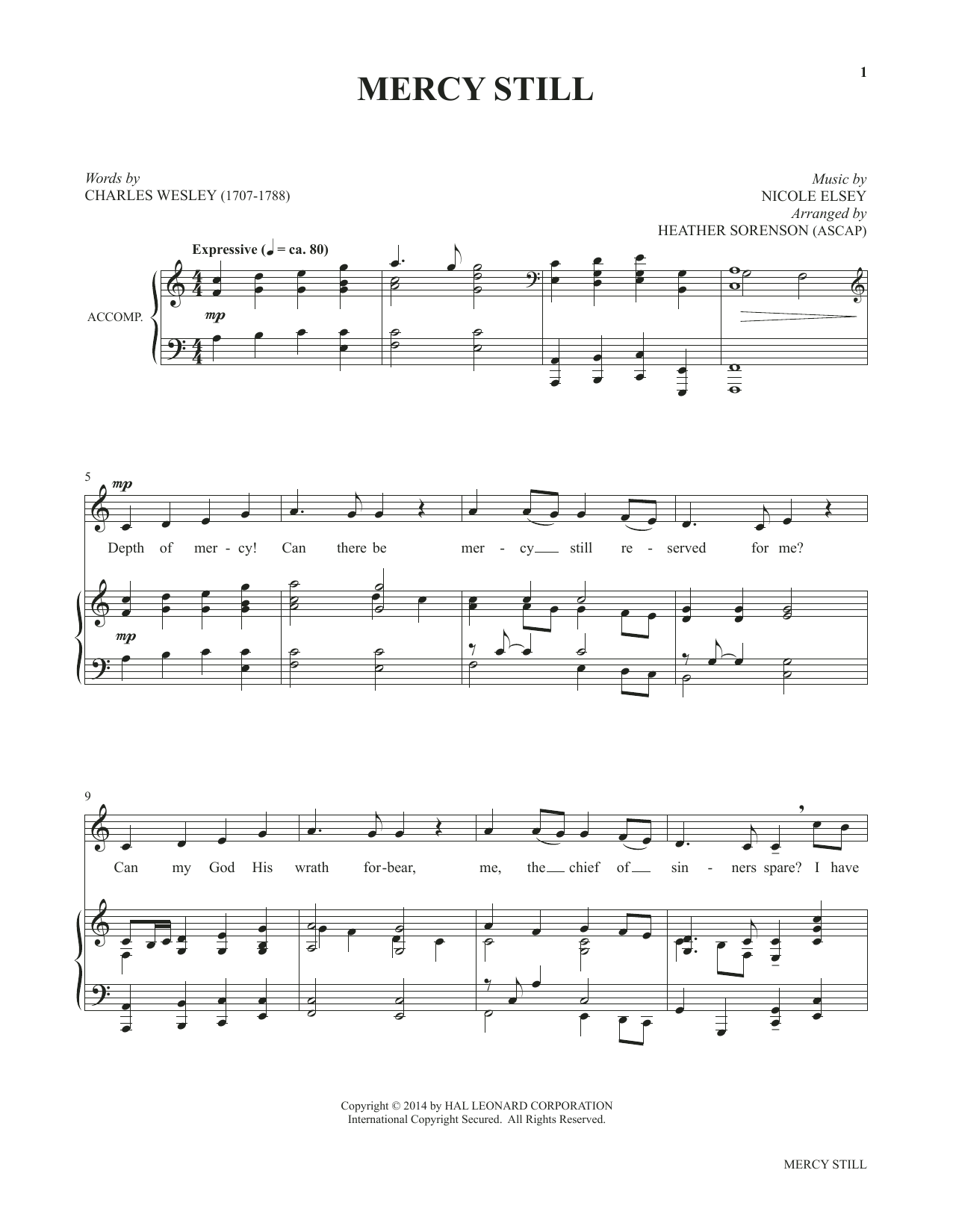 Heather Sorenson Mercy Still (from My Alleluia: Vocal Solos for Worship) Sheet Music Notes & Chords for Piano & Vocal - Download or Print PDF