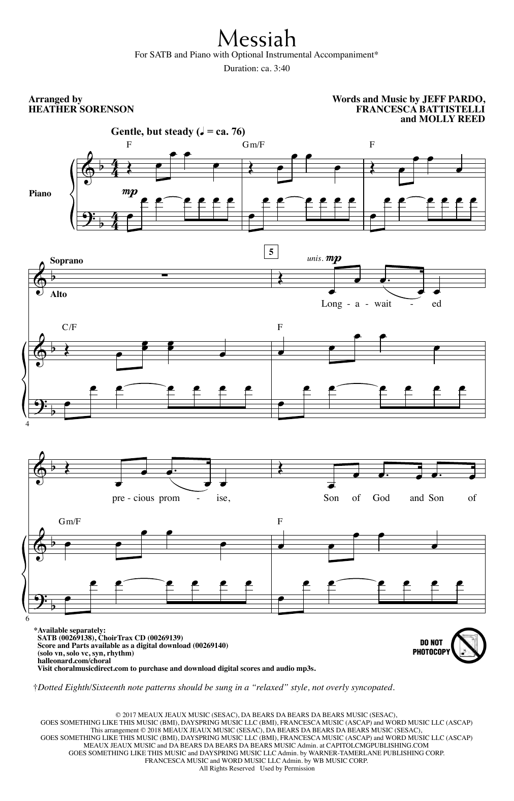 Heather Sorenson Messiah Sheet Music Notes & Chords for SATB - Download or Print PDF
