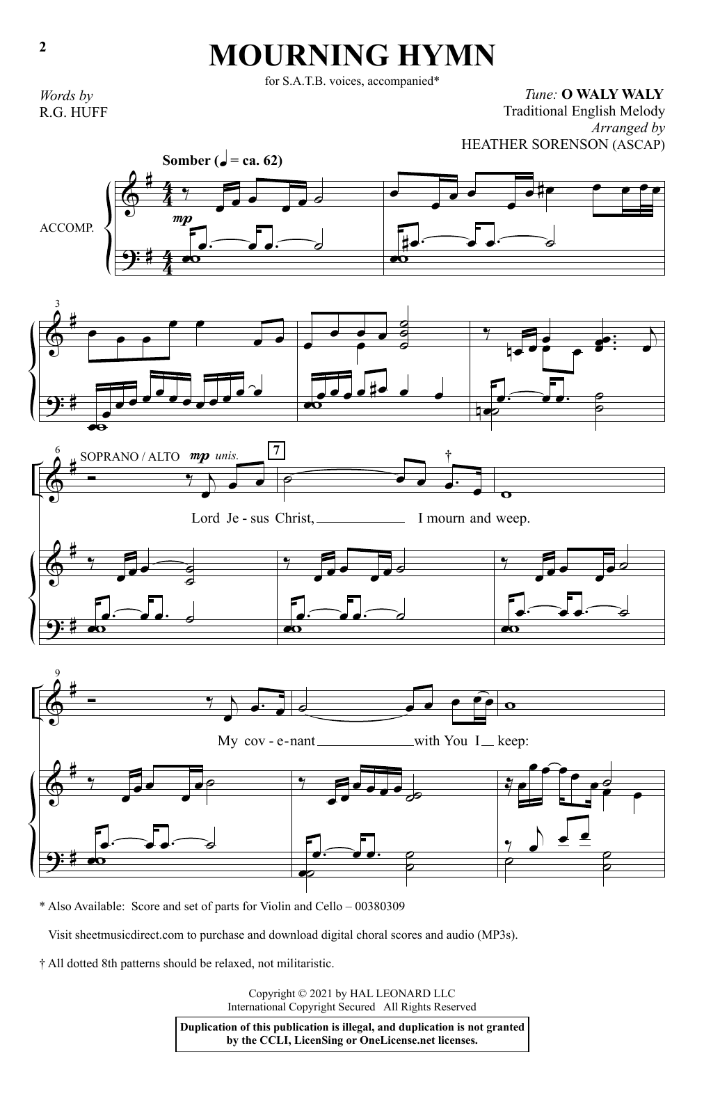 Heather Sorenson Mourning Hymn Sheet Music Notes & Chords for SATB Choir - Download or Print PDF