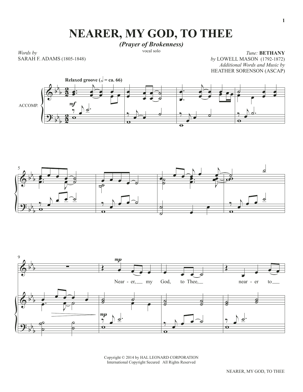 Heather Sorenson Nearer, My God, To Thee (from The Prayer Project) Sheet Music Notes & Chords for Piano Solo - Download or Print PDF