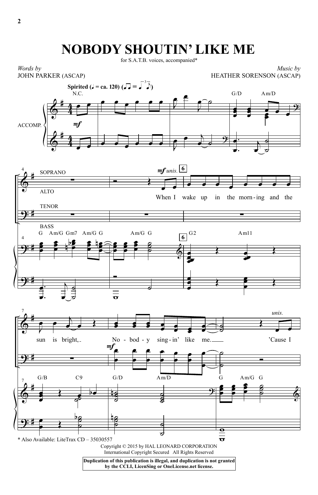 Heather Sorenson Nobody Shoutin' Like Me Sheet Music Notes & Chords for SATB - Download or Print PDF