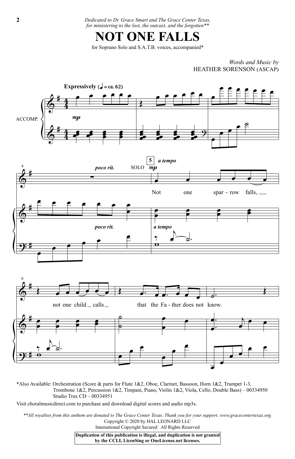 Heather Sorenson Not One Falls Sheet Music Notes & Chords for SATB Choir - Download or Print PDF