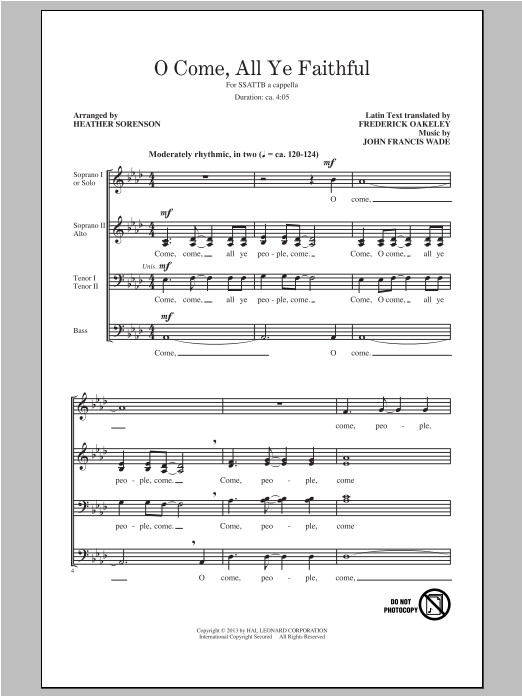 John Francis Wade O Come, All Ye Faithful (arr. Heather Sorenson) Sheet Music Notes & Chords for SATB - Download or Print PDF