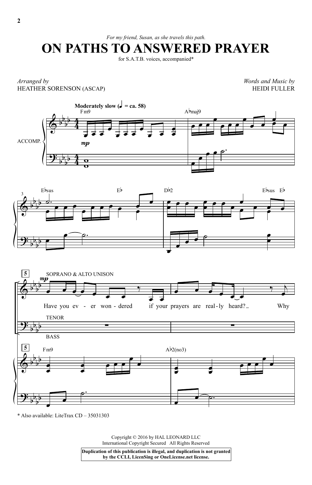 Heidi Fuller On Paths To Answered Prayer (arr. Heather Sorenson) Sheet Music Notes & Chords for SATB - Download or Print PDF