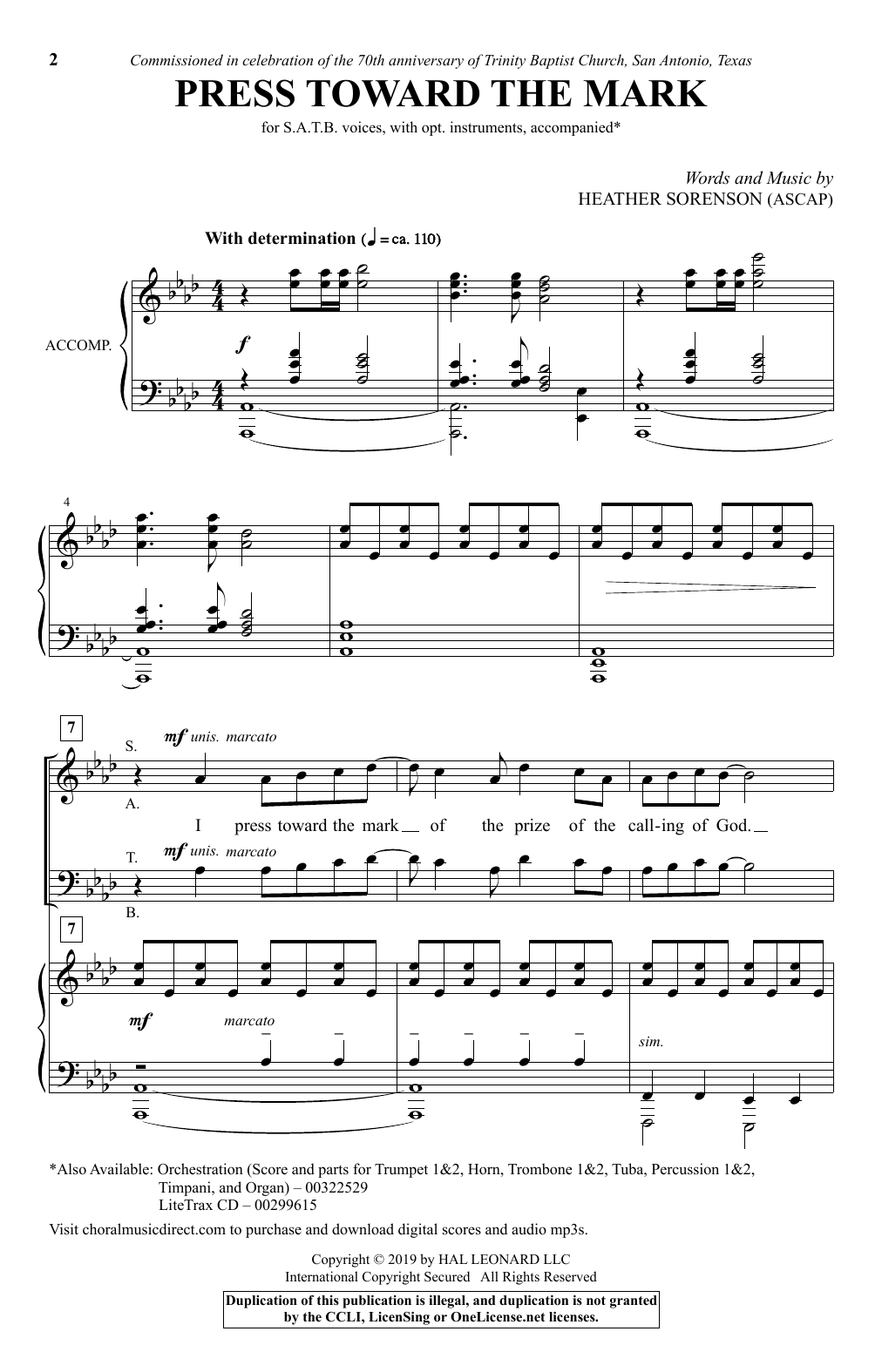 Heather Sorenson Press Toward The Mark Sheet Music Notes & Chords for SATB Choir - Download or Print PDF