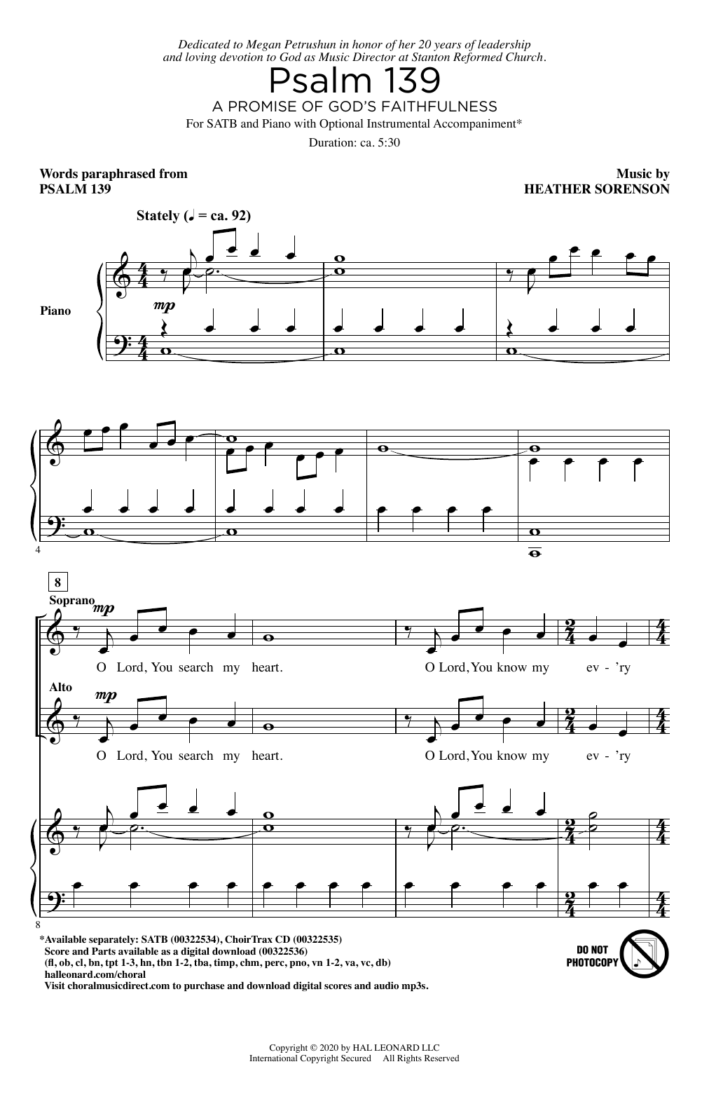 Heather Sorenson Psalm 139 (A Promise of God's Faithfulness) Sheet Music Notes & Chords for SATB Choir - Download or Print PDF