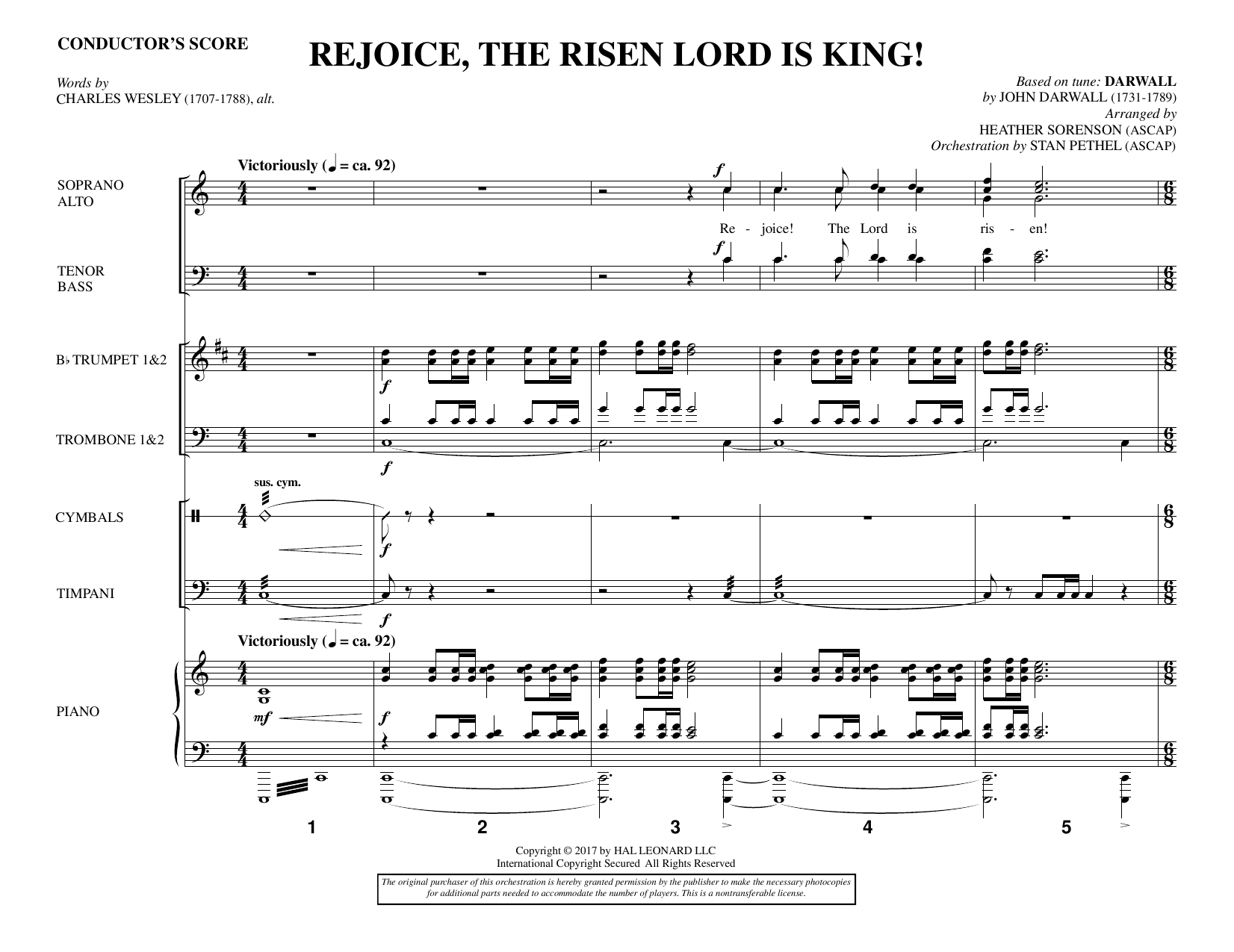 Heather Sorenson Rejoice, the Risen Lord Is King! - Full Score Sheet Music Notes & Chords for Choral Instrumental Pak - Download or Print PDF