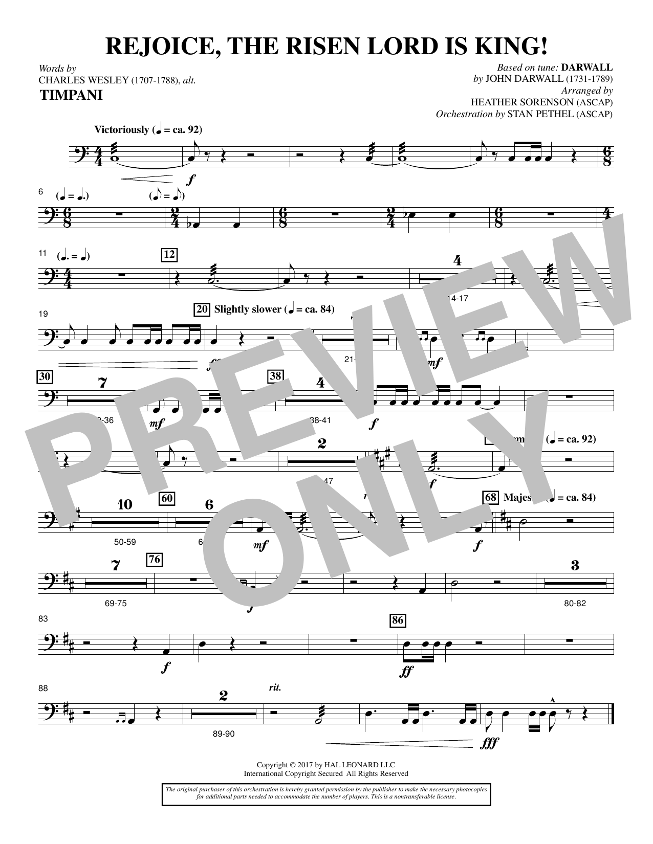 Heather Sorenson Rejoice, the Risen Lord Is King! - Timpani Sheet Music Notes & Chords for Choral Instrumental Pak - Download or Print PDF