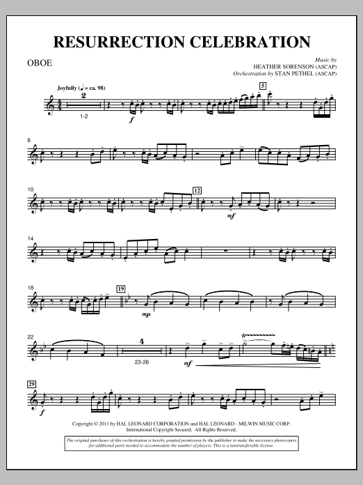 Heather Sorenson Resurrection Celebration - Oboe Sheet Music Notes & Chords for Choir Instrumental Pak - Download or Print PDF