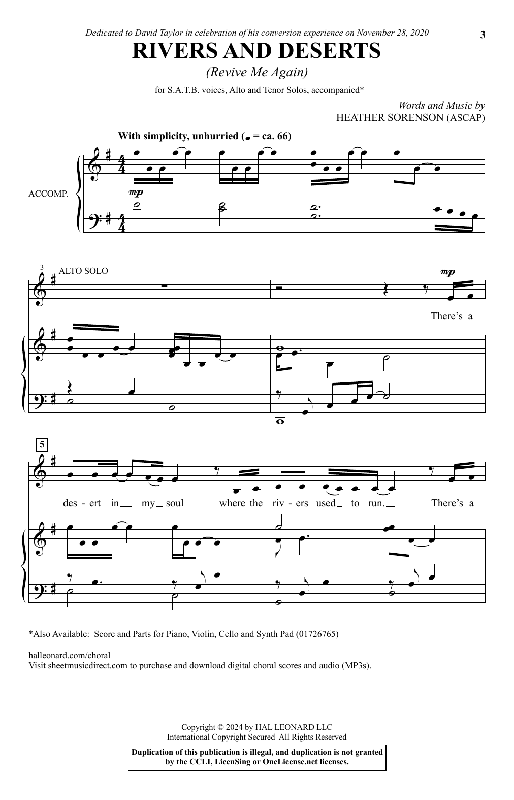 Heather Sorenson Rivers and Deserts (Revive Me Again) Sheet Music Notes & Chords for SATB Choir - Download or Print PDF