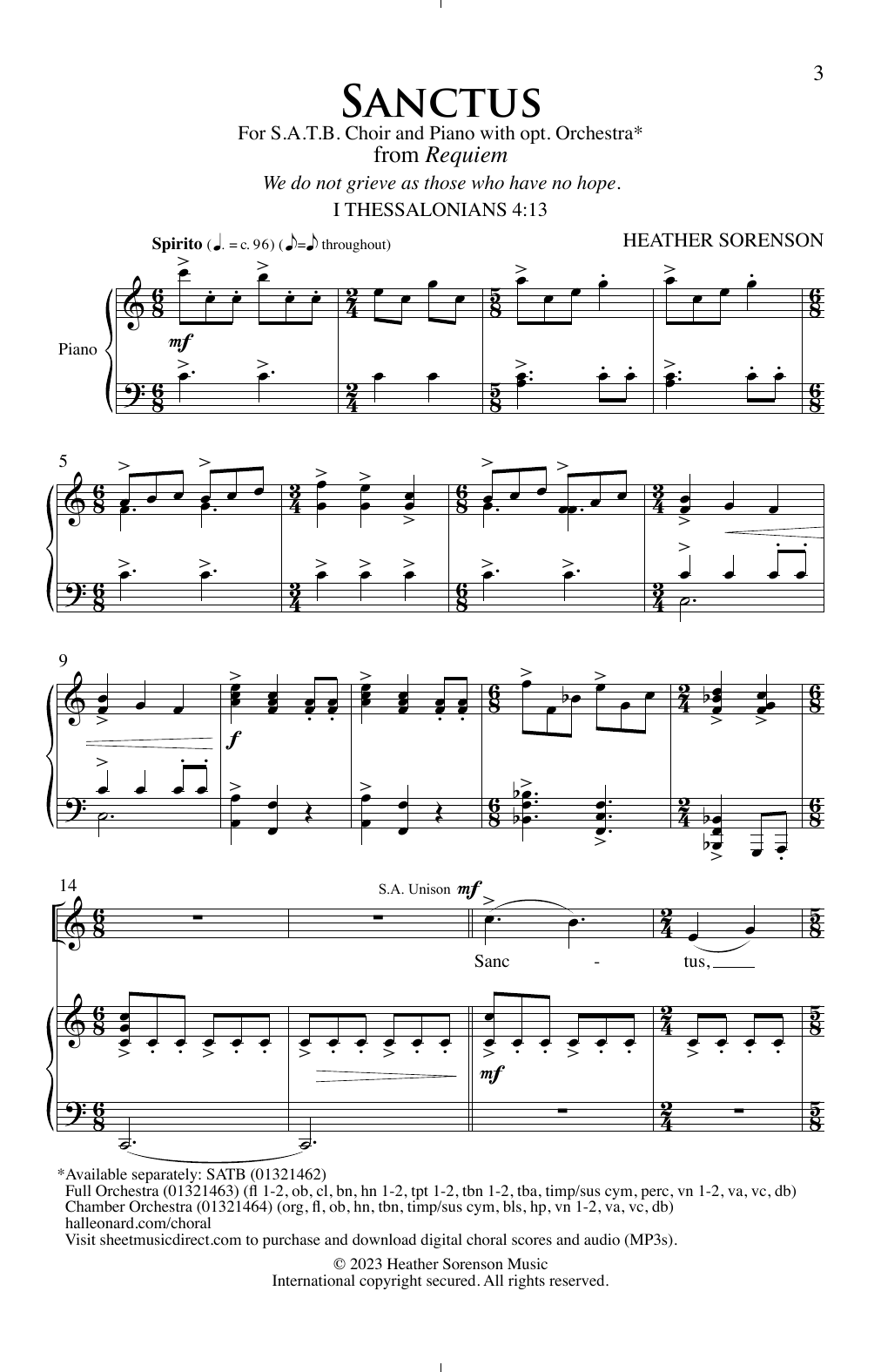 Heather Sorenson Sanctus Sheet Music Notes & Chords for SATB Choir - Download or Print PDF