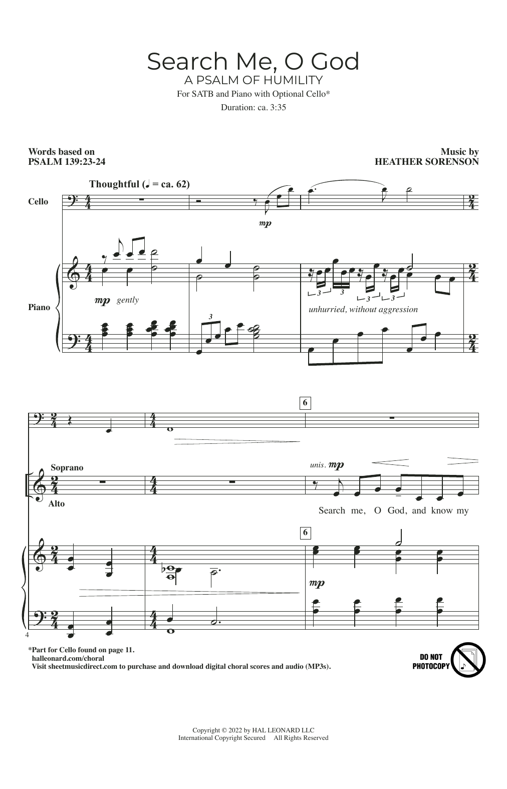Heather Sorenson Search Me, O God (A Psalm Of Humility) Sheet Music Notes & Chords for SATB Choir - Download or Print PDF