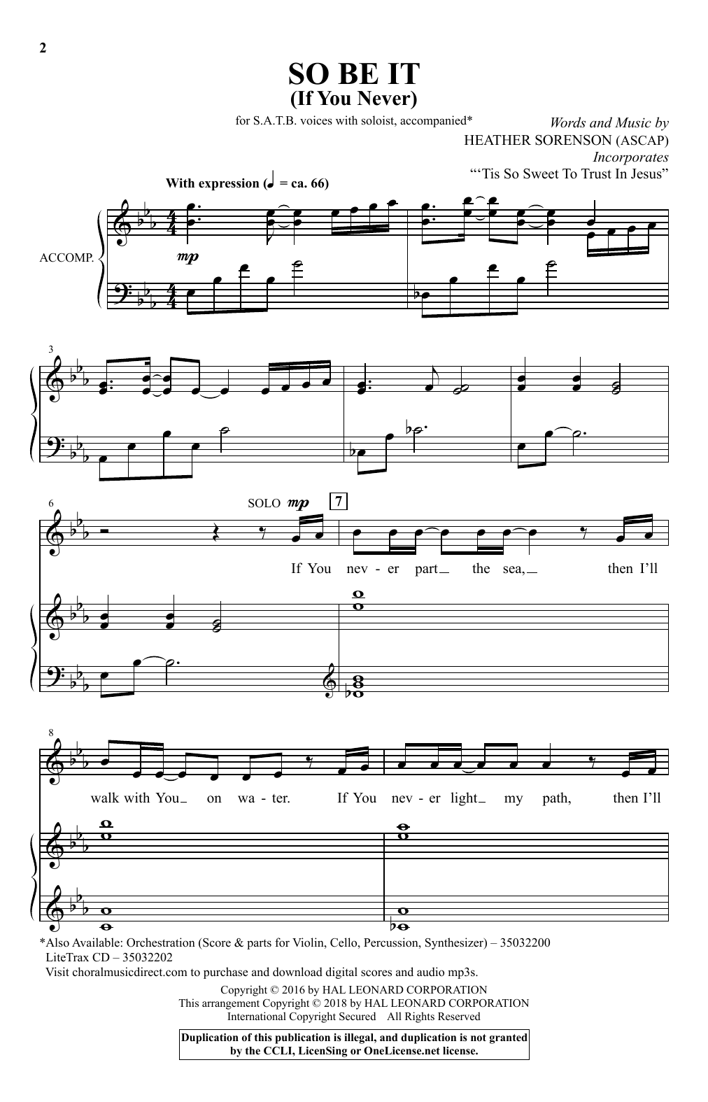 Heather Sorenson So Be It (If You Never) Sheet Music Notes & Chords for Choral - Download or Print PDF