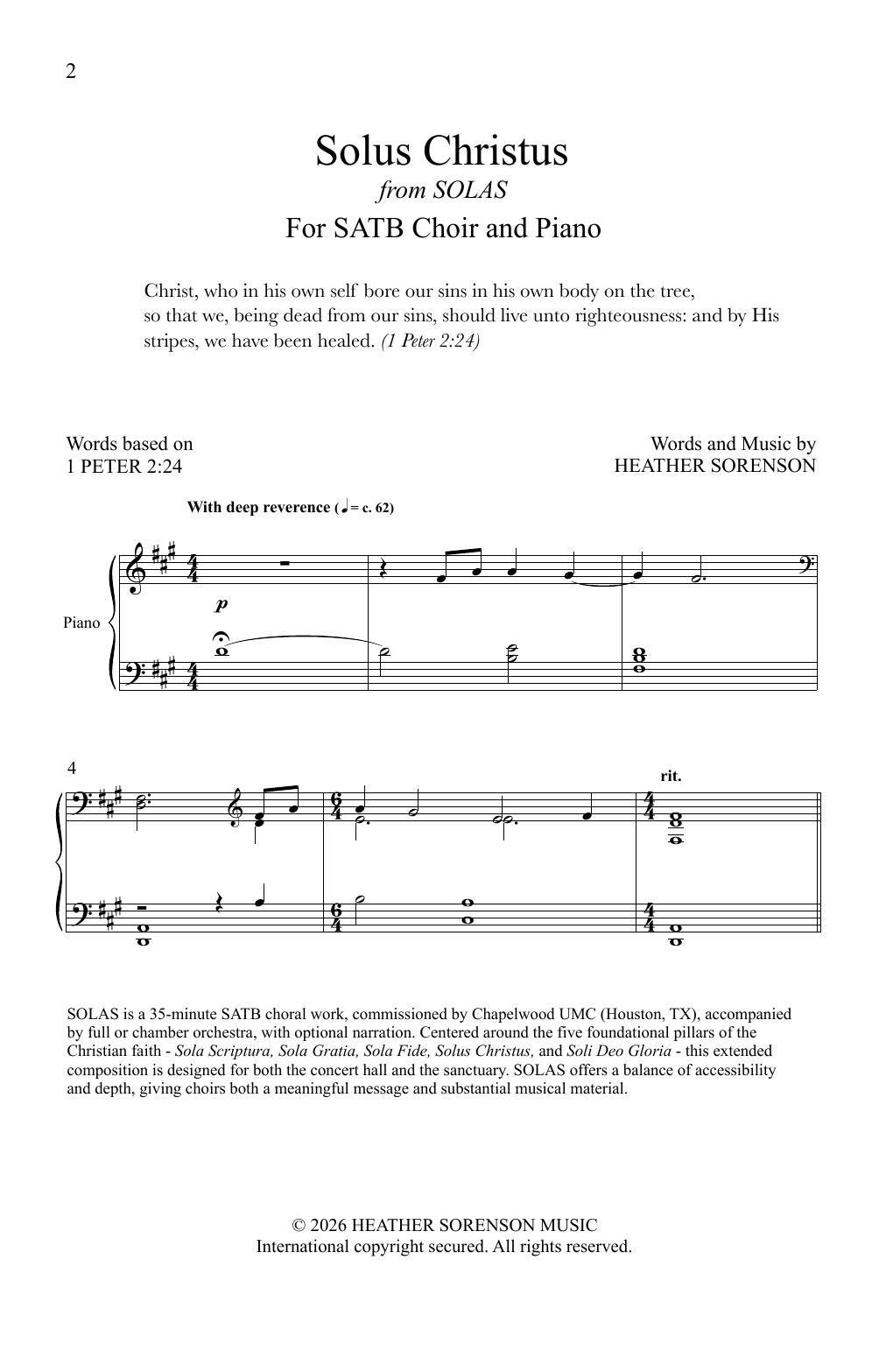 Heather Sorenson Solus Christus Sheet Music Notes & Chords for SATB Choir - Download or Print PDF