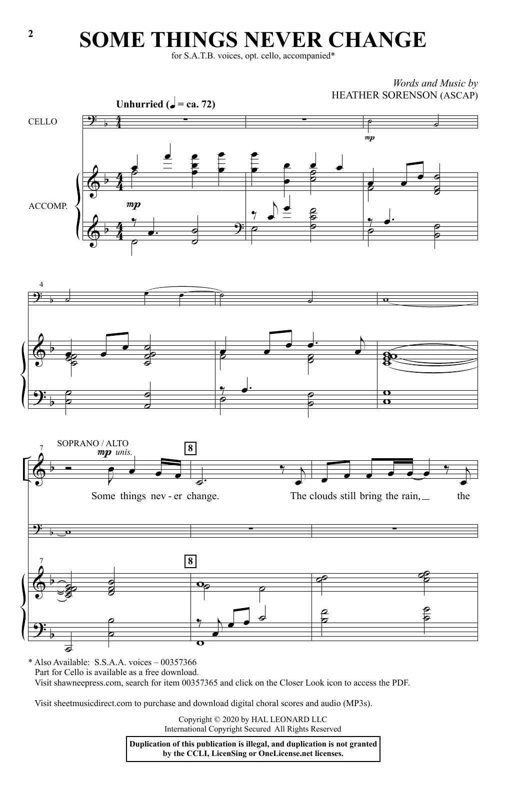 Heather Sorenson Some Things Never Change Sheet Music Notes & Chords for SATB Choir - Download or Print PDF