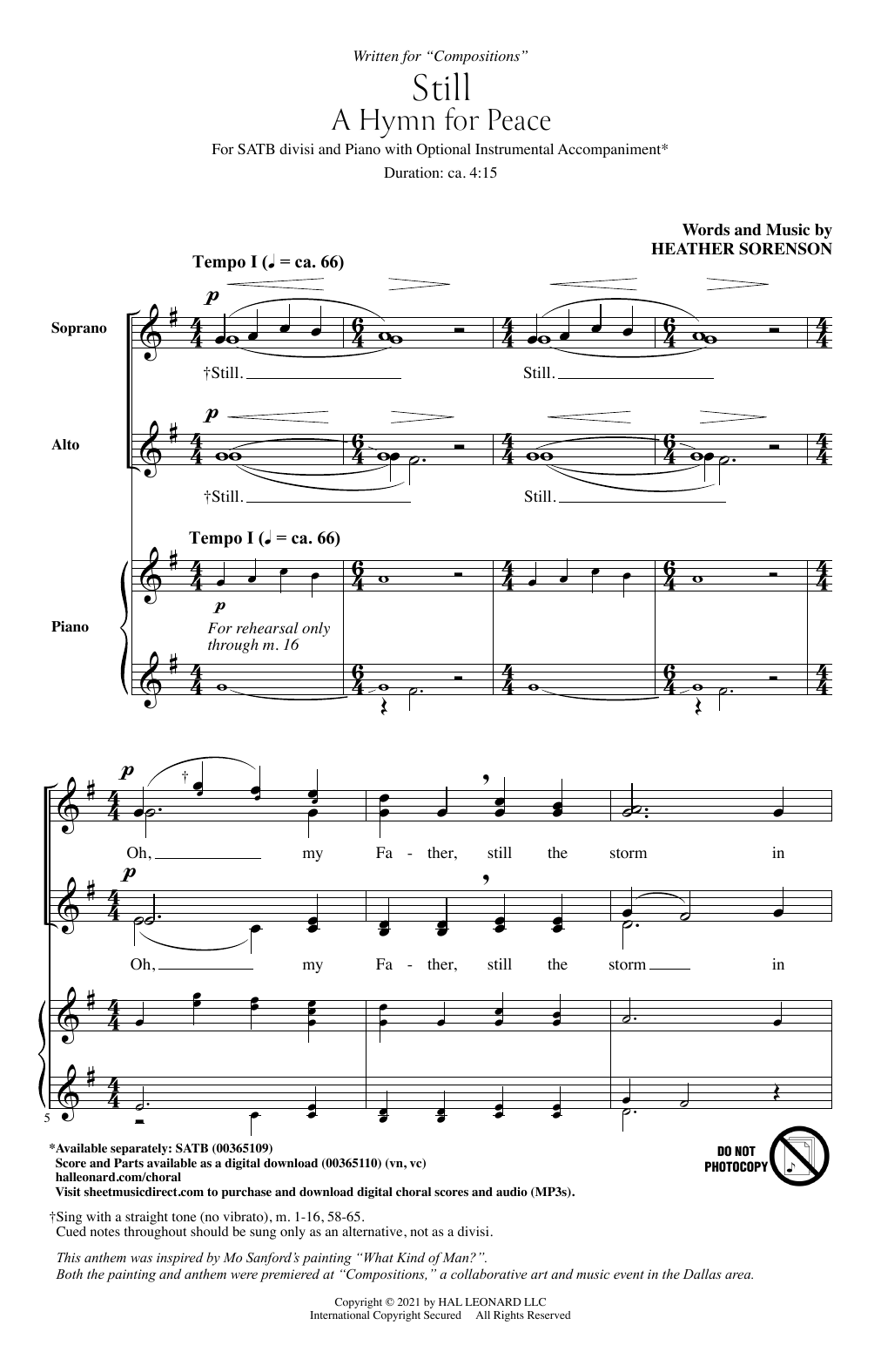 Heather Sorenson Still (A Hymn For Peace) Sheet Music Notes & Chords for SATB Choir - Download or Print PDF