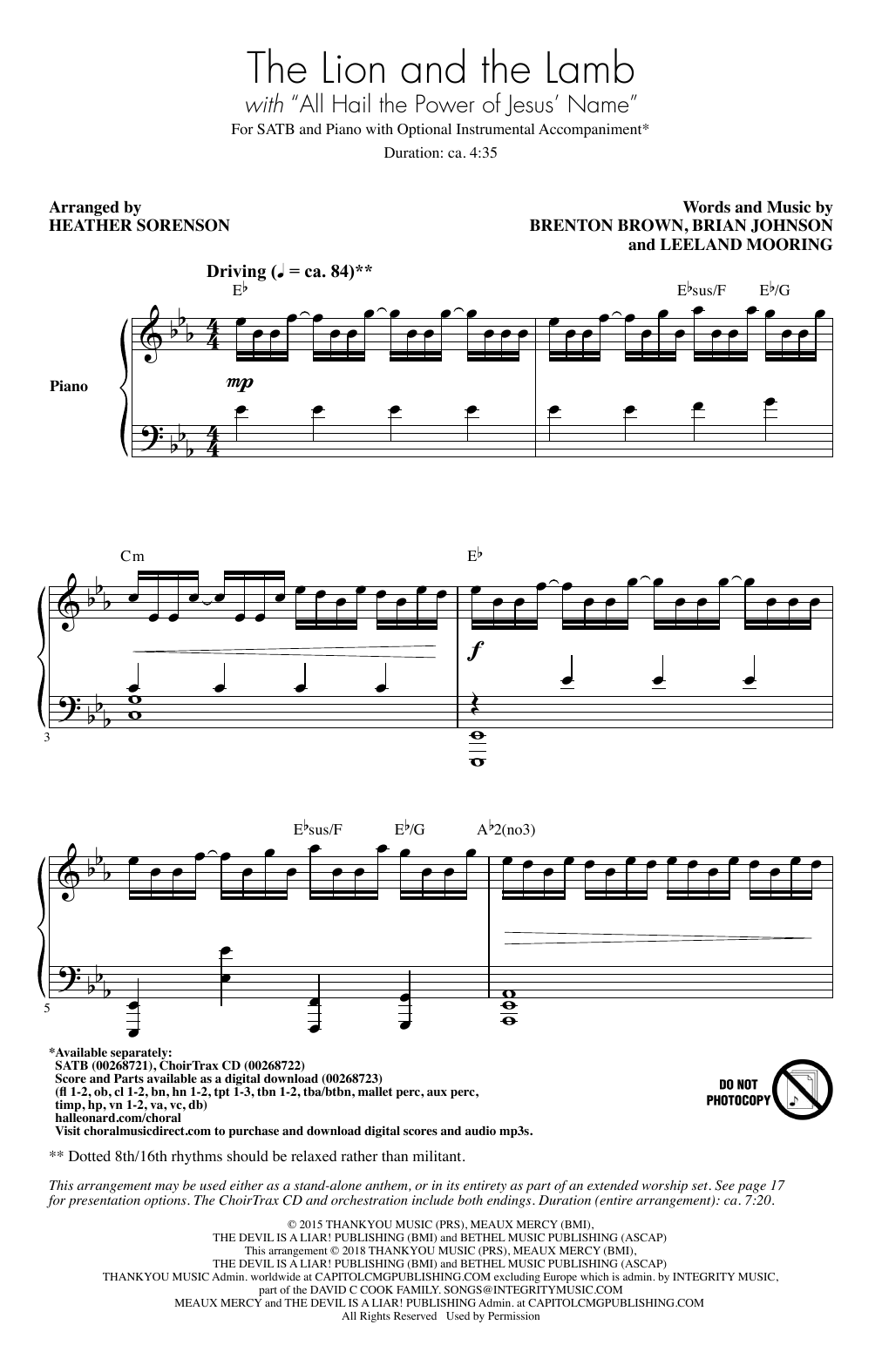 Heather Sorenson The Lion And The Lamb Sheet Music Notes & Chords for SATB - Download or Print PDF