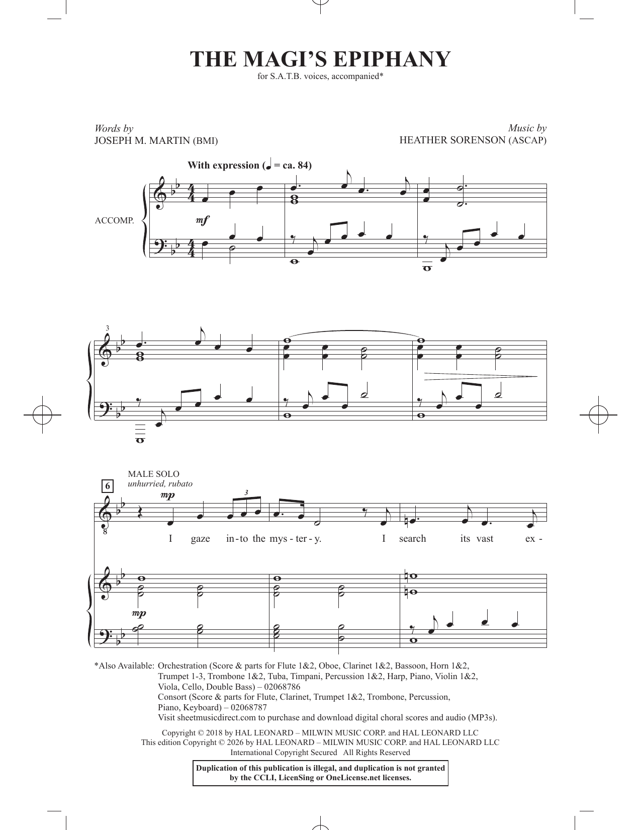 Heather Sorenson The Magi's Epiphany Sheet Music Notes & Chords for SATB Choir - Download or Print PDF