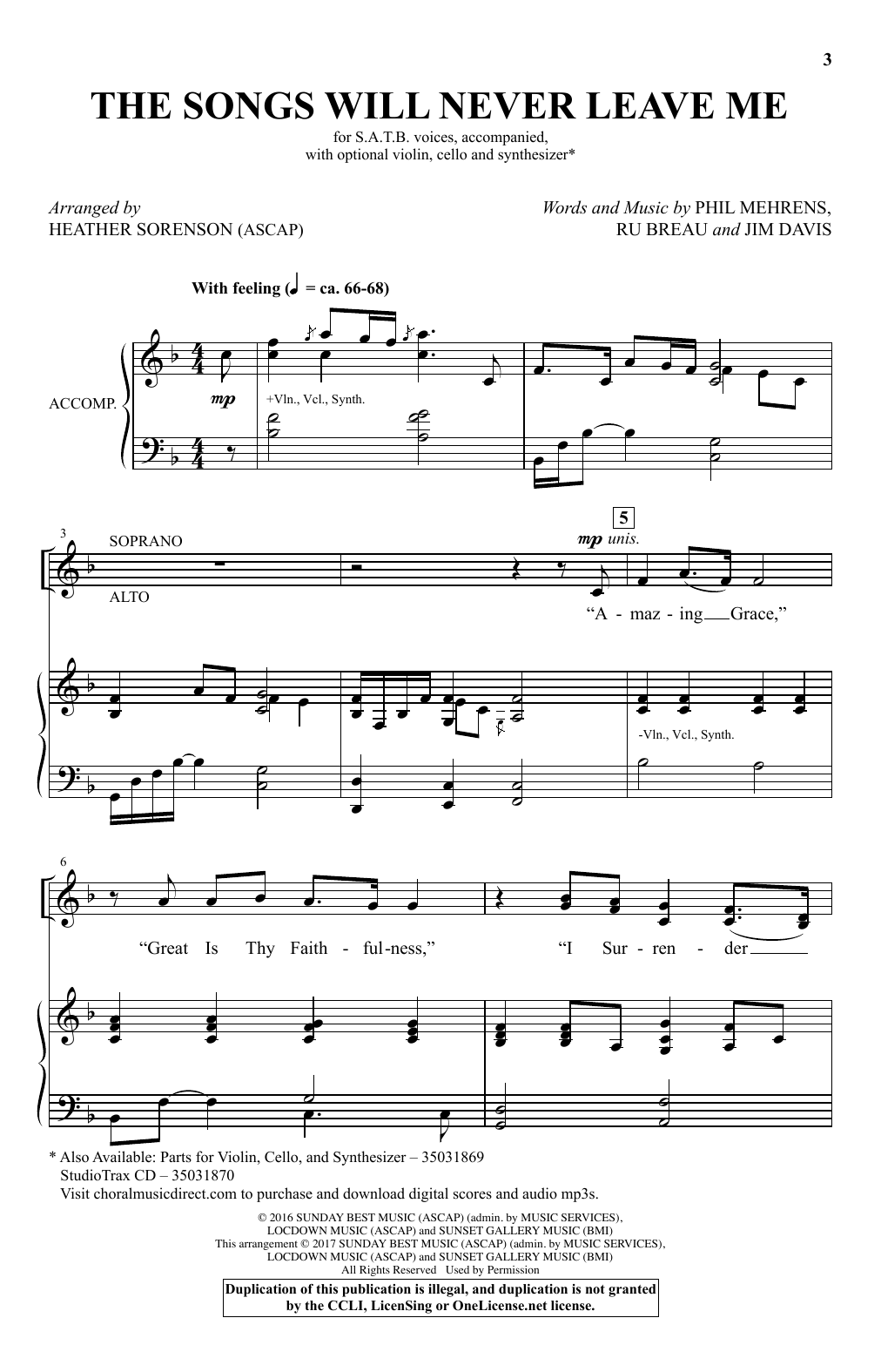 Heather Sorenson The Songs Will Never Leave Me Sheet Music Notes & Chords for SATB - Download or Print PDF