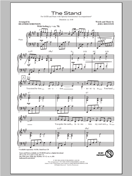 Heather Sorenson The Stand Sheet Music Notes & Chords for SATB - Download or Print PDF