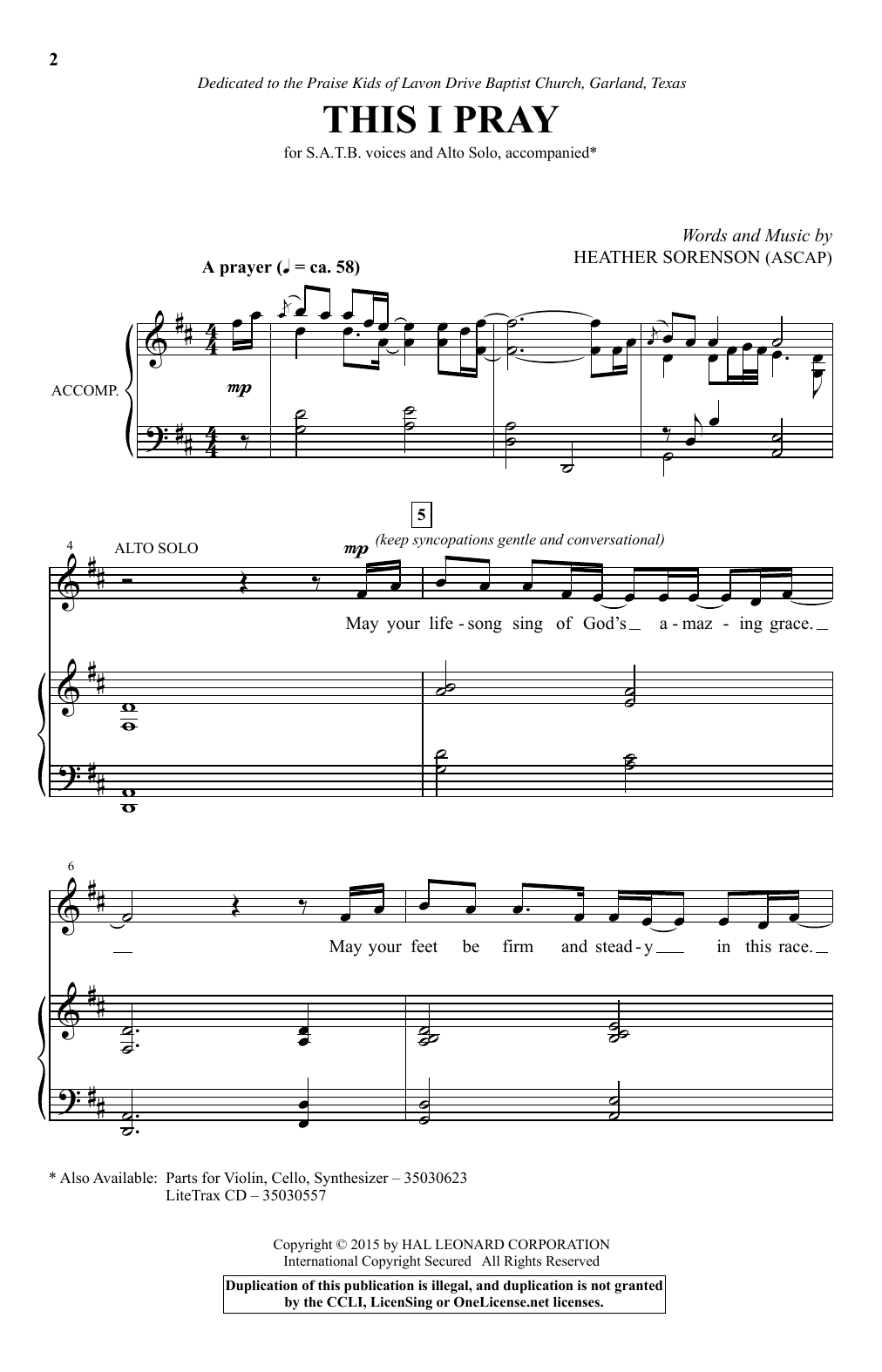 Heather Sorenson This I Pray Sheet Music Notes & Chords for SATB - Download or Print PDF